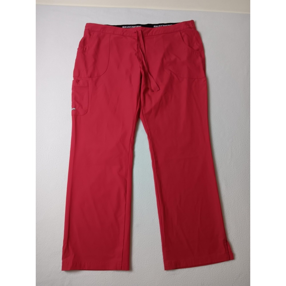 SKECHERS By Barco Cargo Pants Womens XL Red Microfiber Stretch Drawstring